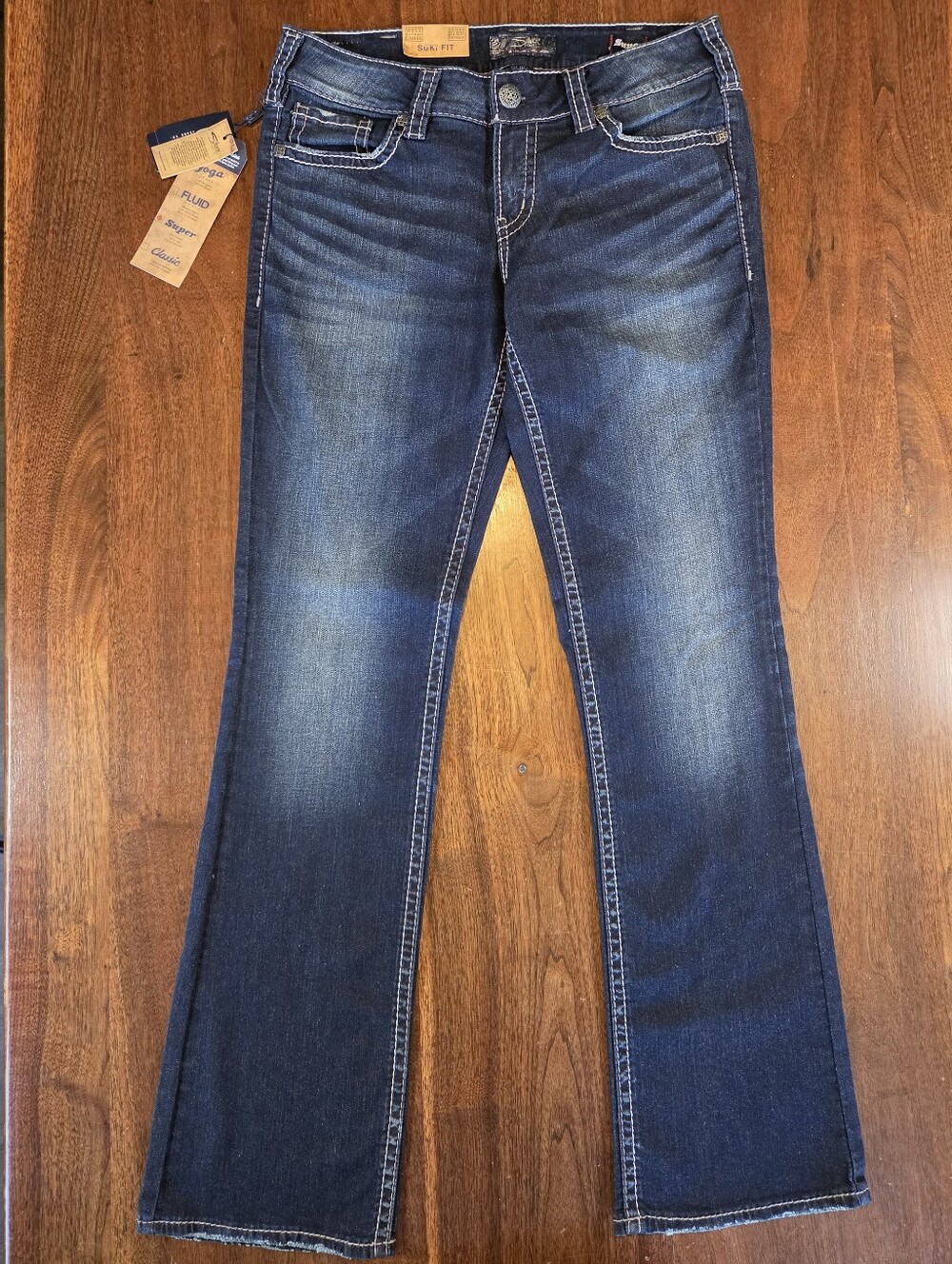 NWT Silver Jeans Suki Mid Slim Bootcut Joga Super Stretch 32x33 Contrast Stitch